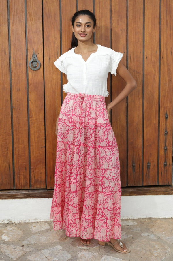 LONG FLOWER PRINT SKIRT