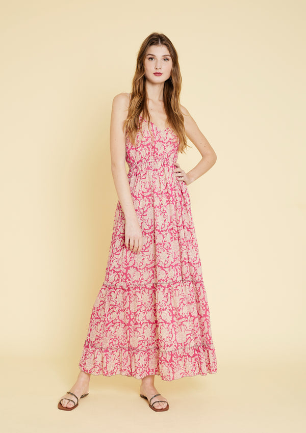 FOLIAGE PRINT LONG DRESS