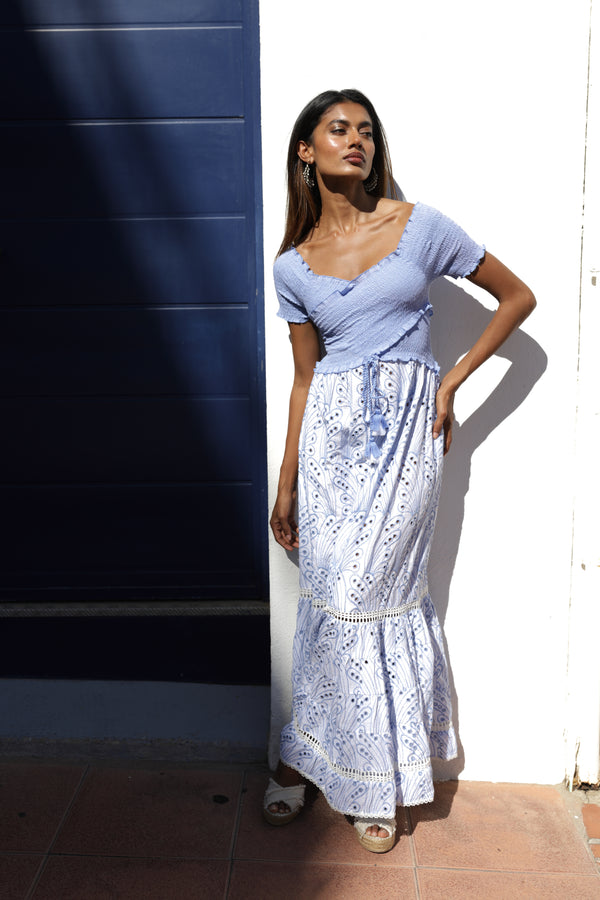 LONG DRESS WITH SANGALLO SKIRT