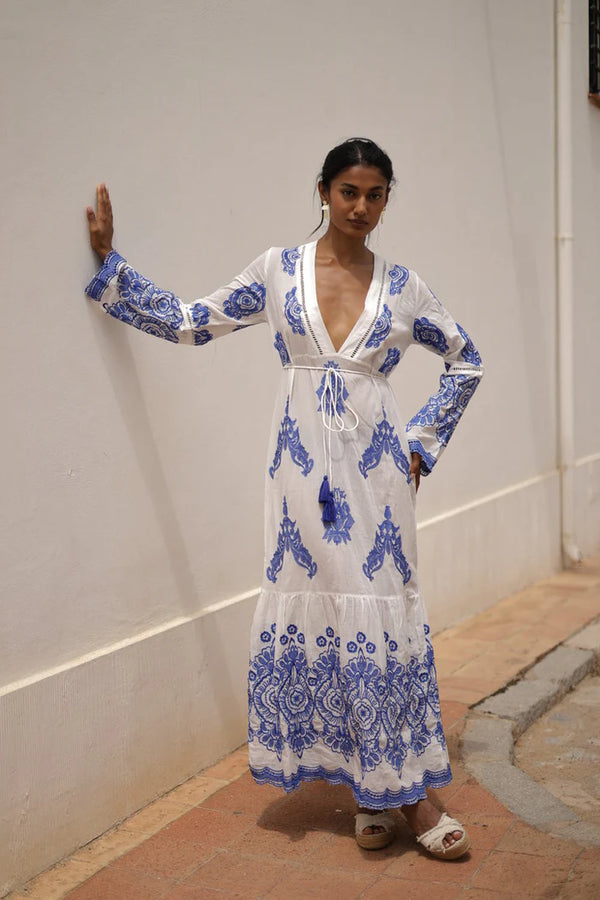 LONG DRESS WITH HANDCRAFTED EMBROIDERY