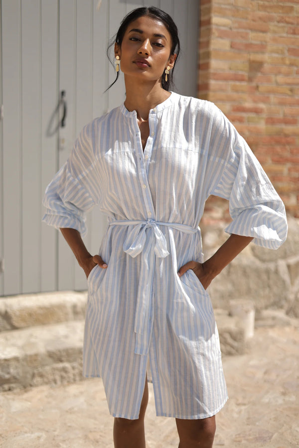 STRIPED DRESS WITH BELT