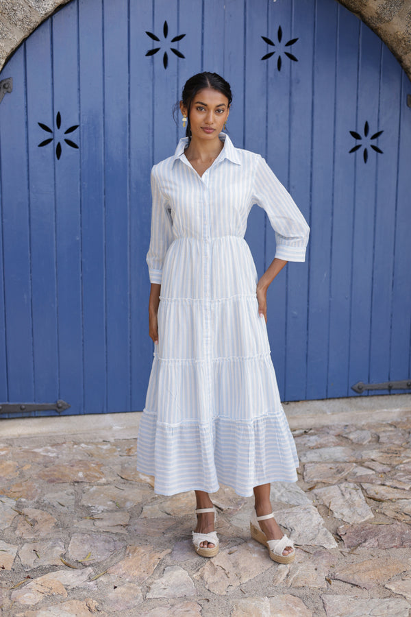 LONG STRIPED SHIRT DRESS