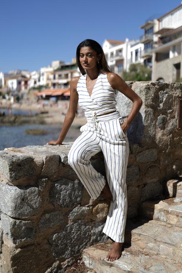 STRIPED TROUSERS WITH LACE