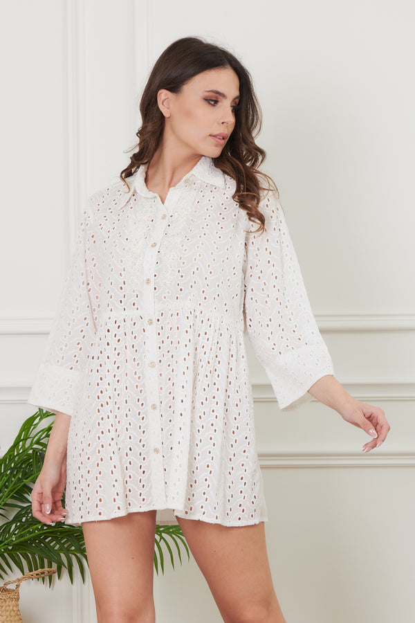 MINI LACE SHIRT DRESS