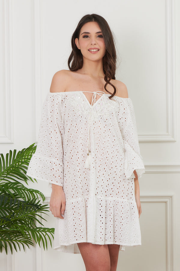 LACE CAFTAN WITH BOAT NECK