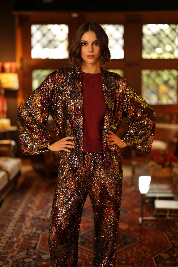 KIMONO JACKET WITH SEQUINS