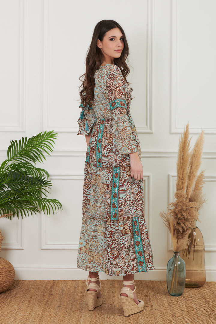 LONG DRESS WITH RUFFLE SLEEVE