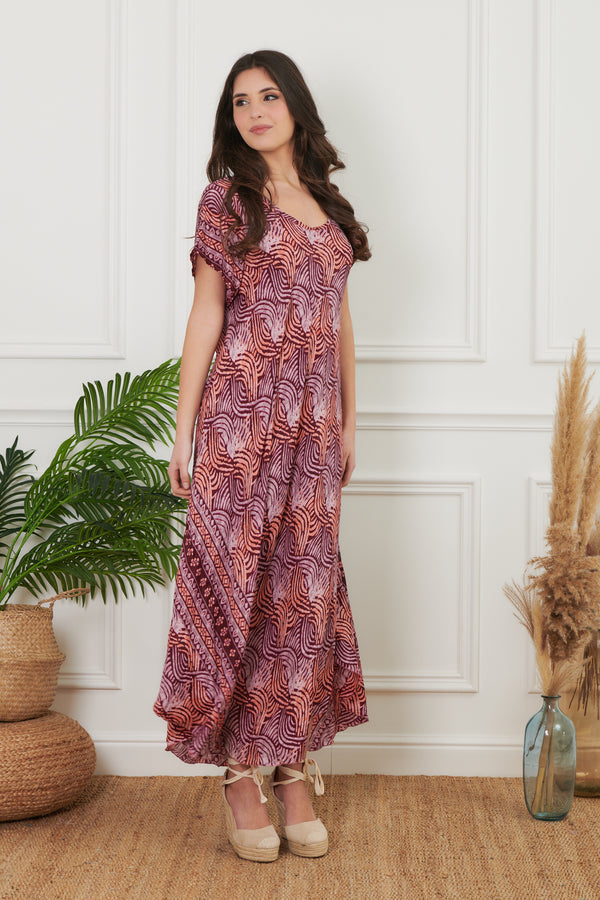 VIOLET PATTERN LONG DRESS