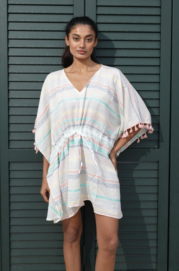 STRIPED PRINT PONCHO