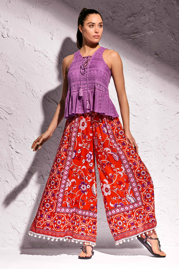 ETHNIC PATTERN PALAZZO TROUSERS