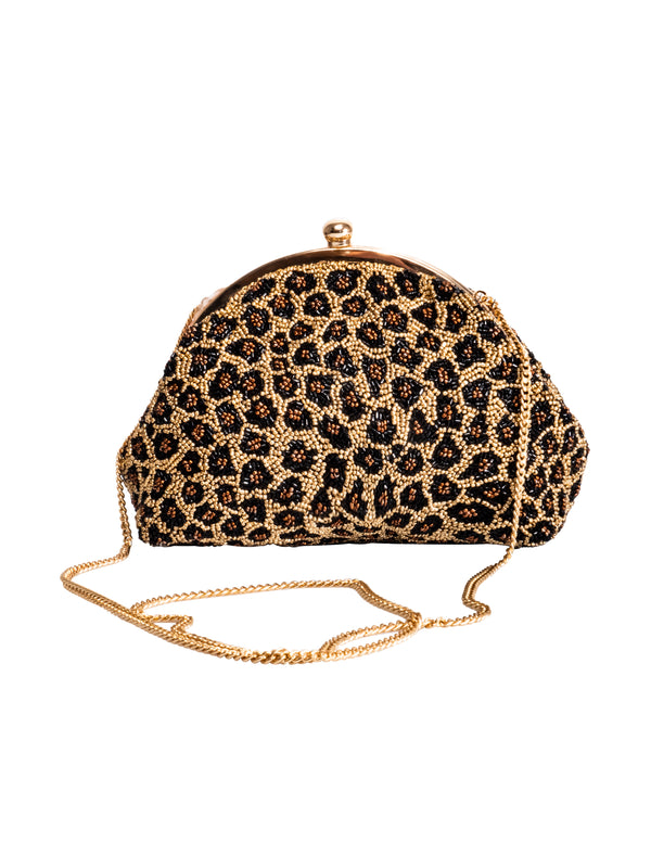 LEOPARD BEADED SHOULDER BAG