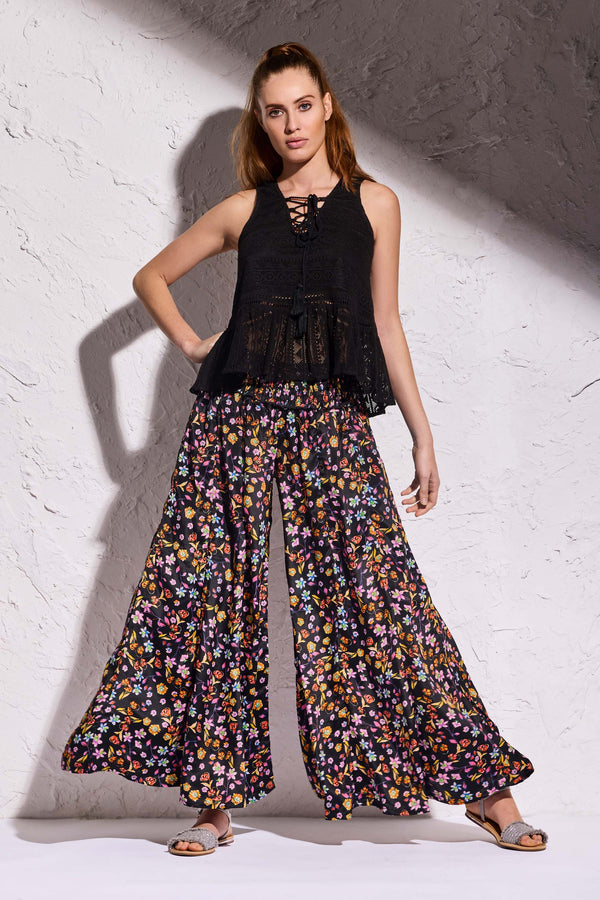 FLOWERED PALAZZO TROUSERS