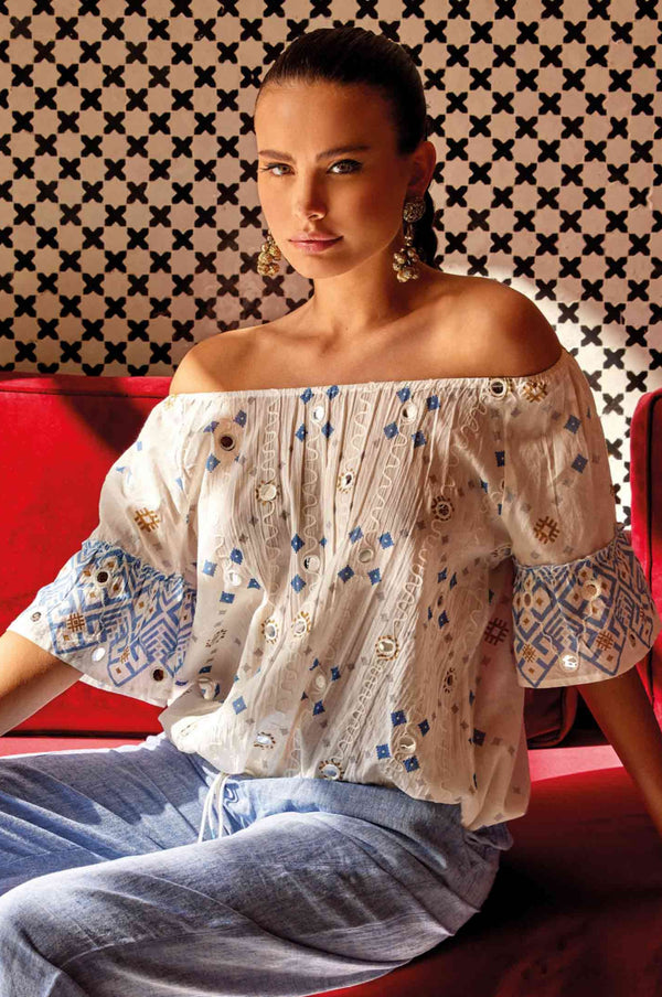 NORA TOP WITH HANDCRAFTED EMBROIDERY