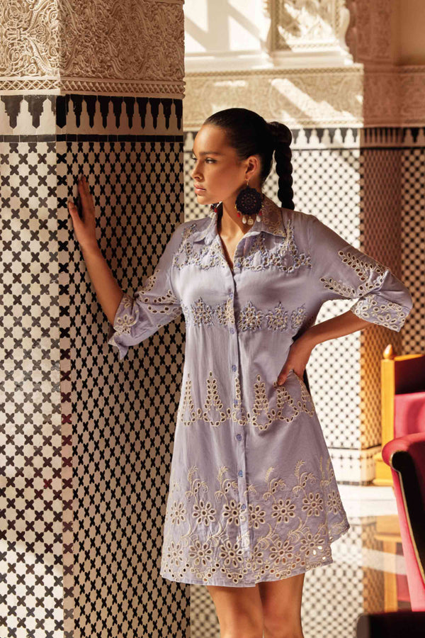 SHIRT DRESS IN LACE SANGALLO FINE