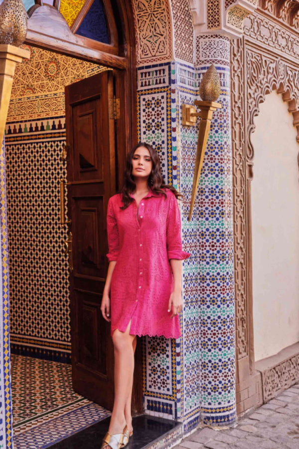 SHIRT DRESS IN LACE SANGALLO FINE