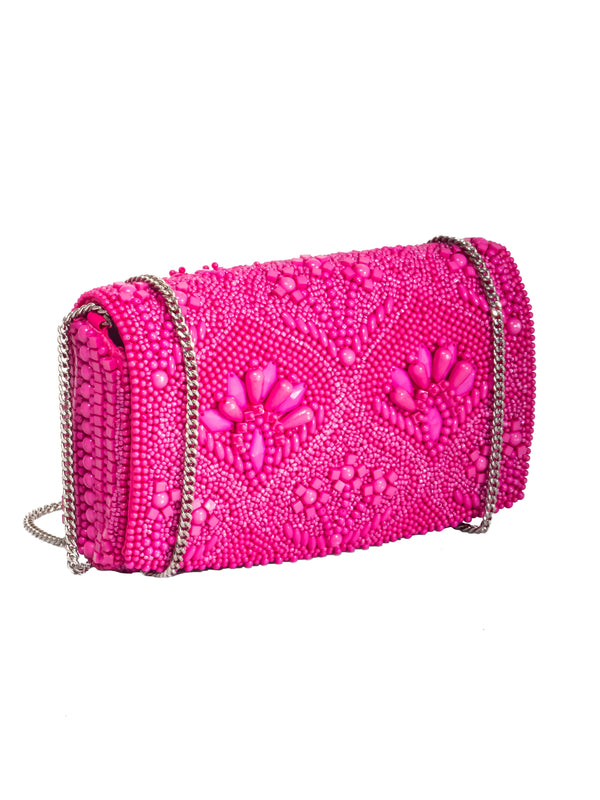 BEADED CLUTCH WITH SHOULDER STRAP