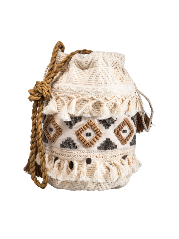 BUCKET BAG WITH EMBROIDERY