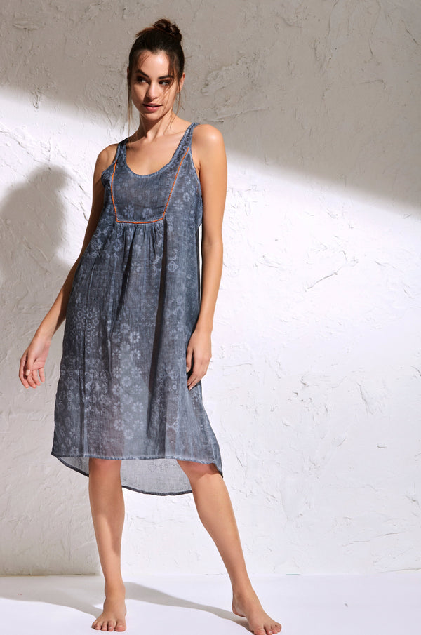 DENIM COLOR SLEEVELESS DRESS