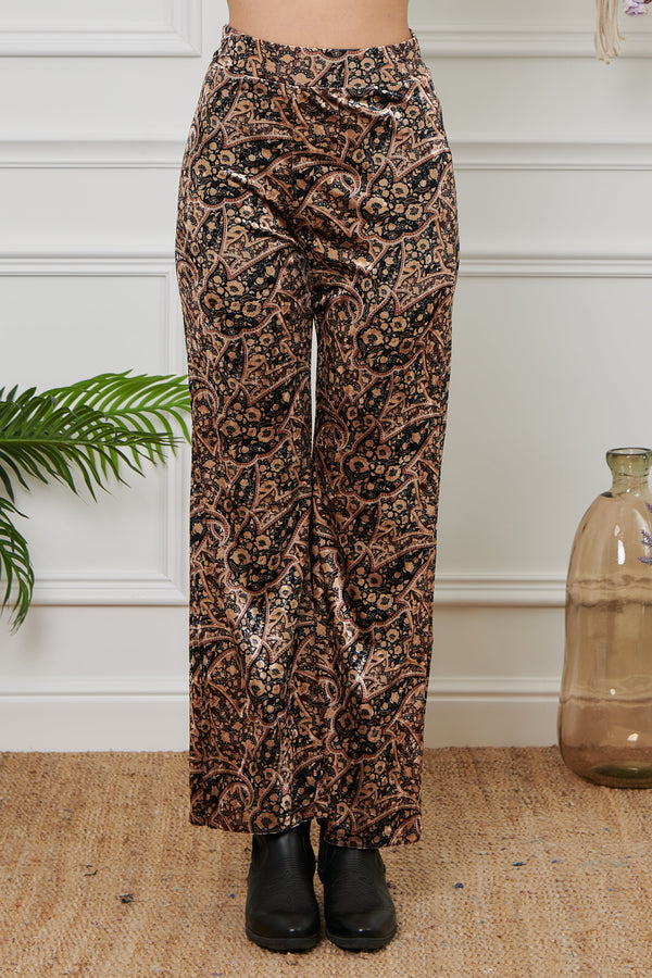 PATTERNED VELVET TROUSERS 