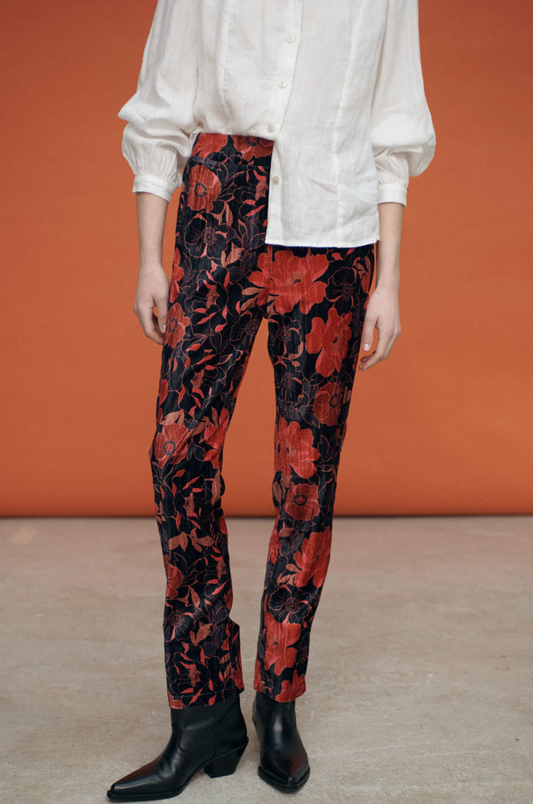 FLOWER VELVET TROUSERS