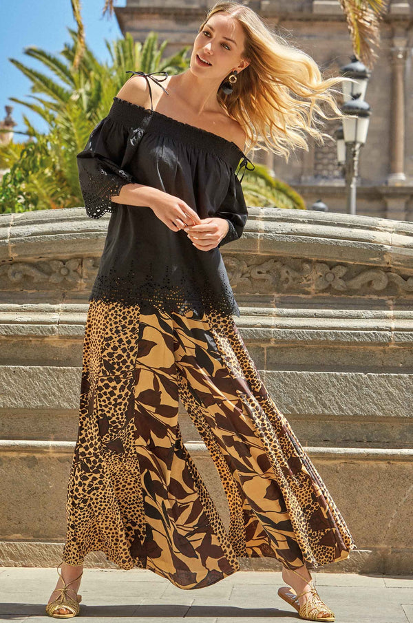 ANIMAL PRINT PALAZZO TROUSERS