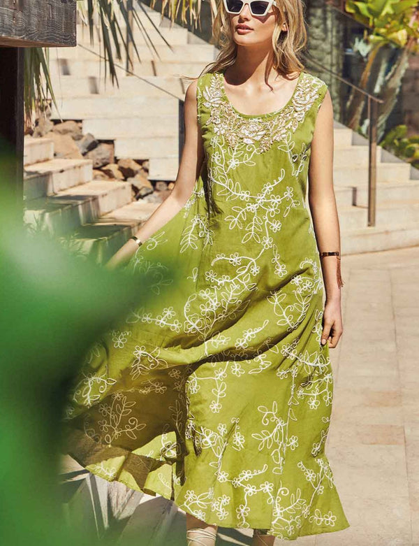 LONG DRESS WITH HANDCRAFTED EMBROIDERY