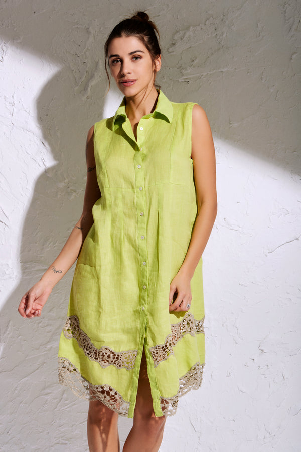 LIME PURE LINEN DRESS